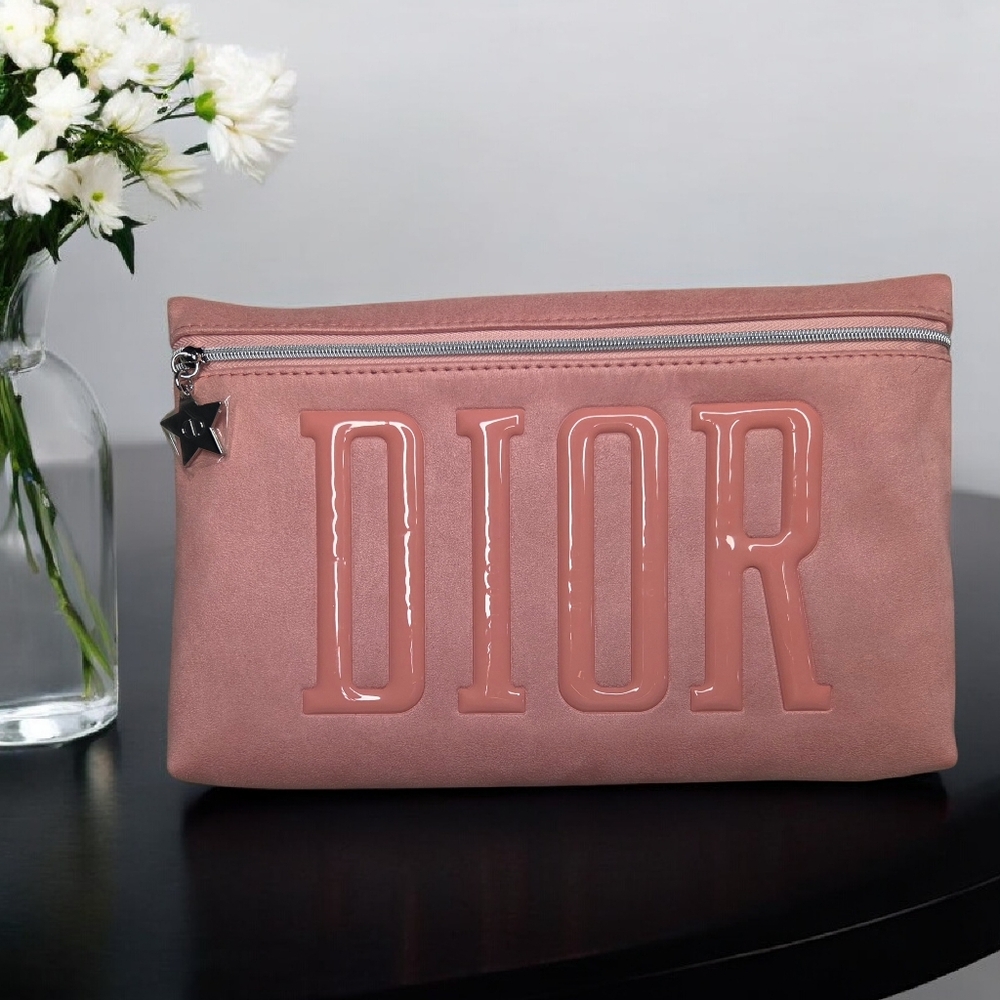 DIOR Beauty Pink Suede Cosmetic Makeup Pouch - New